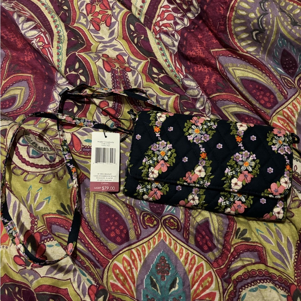 Vera Bradley Navy Quilted Floral Crossbody Bag